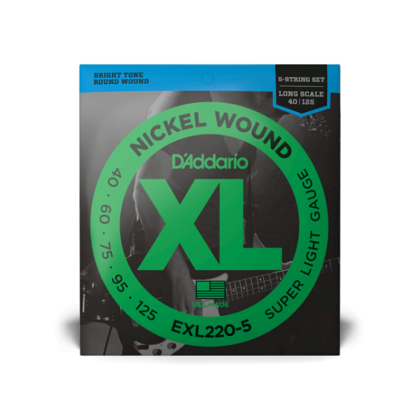 D´Addario EXL220-5 Nickel Wound 5-String Bass, Super Light, 40-125, Long Scale